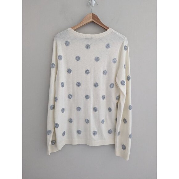 Talbots Lambs Wool Blend Tinsel Dot Sweater Women's Size L - Picture 2 of 8